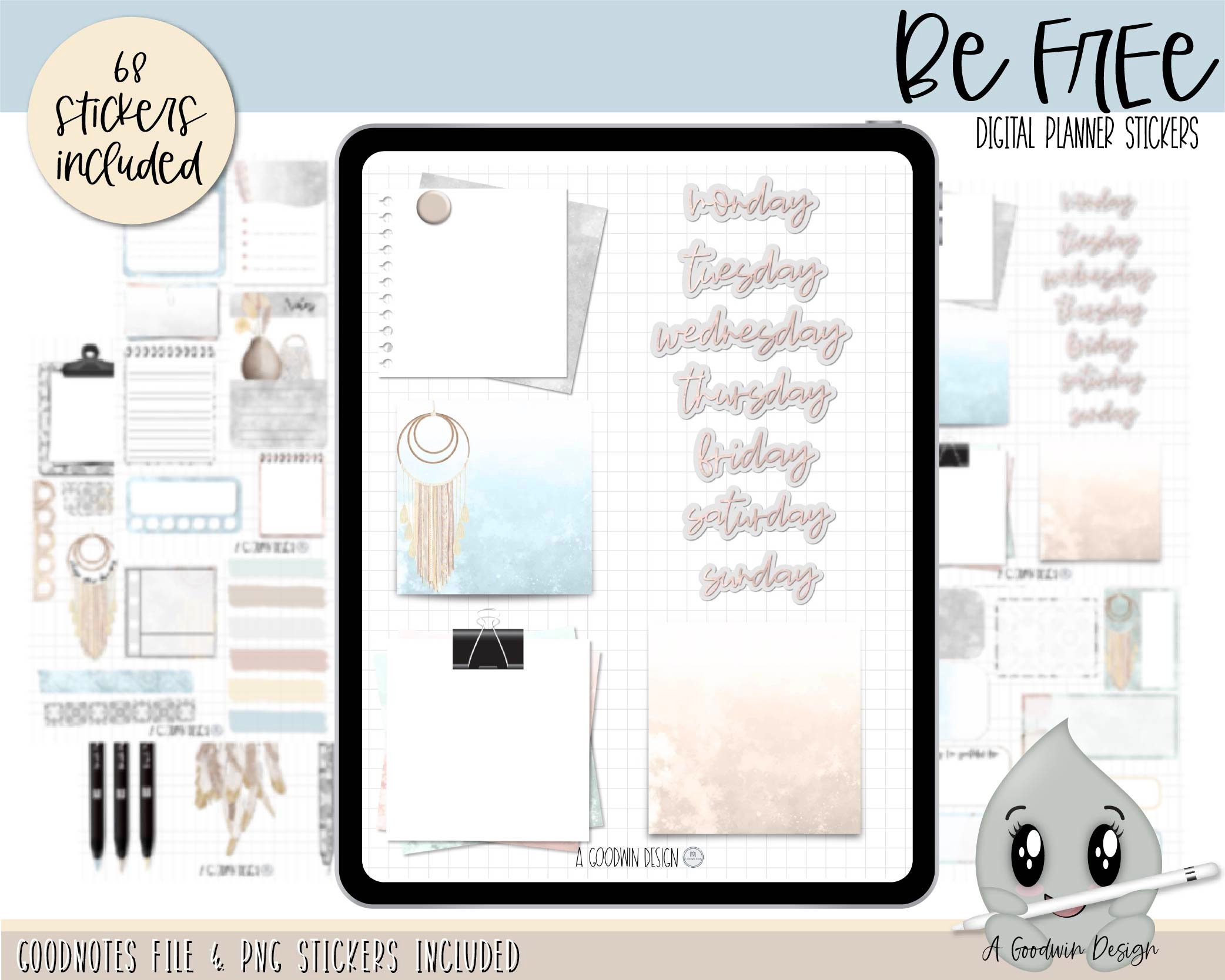 Be Free Digital Planner Stickers Decorative Sticker Set - Etsy