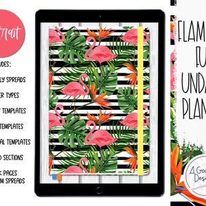 Flamingo Fun Undated Digital Portrait Planner for Goodnotes | IPad Planner | Goodnotes Planner | Portrait Planner | Notebook Planner