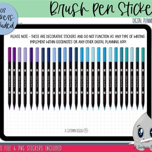 Multicolour Brush Pen Digital Planner Stickers | Goodnotes Planner Stickers | iPad Planning Stickers | Digital Stylus