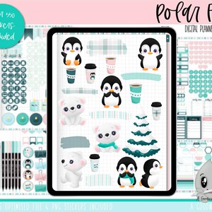 Polar Fun Digital Planner Stickers | Goodnotes Planner Stickers | iPad Planning | Monthly Sticker Set | Digital Sticker Set