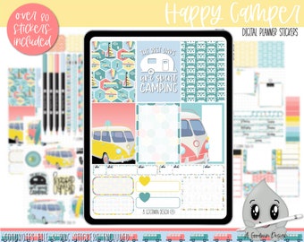 Happy Camper Digital Planner Stickers | Decorative Sticker Set | Goodnotes Stickers | Digital Planner Stickers | PNG Stickers