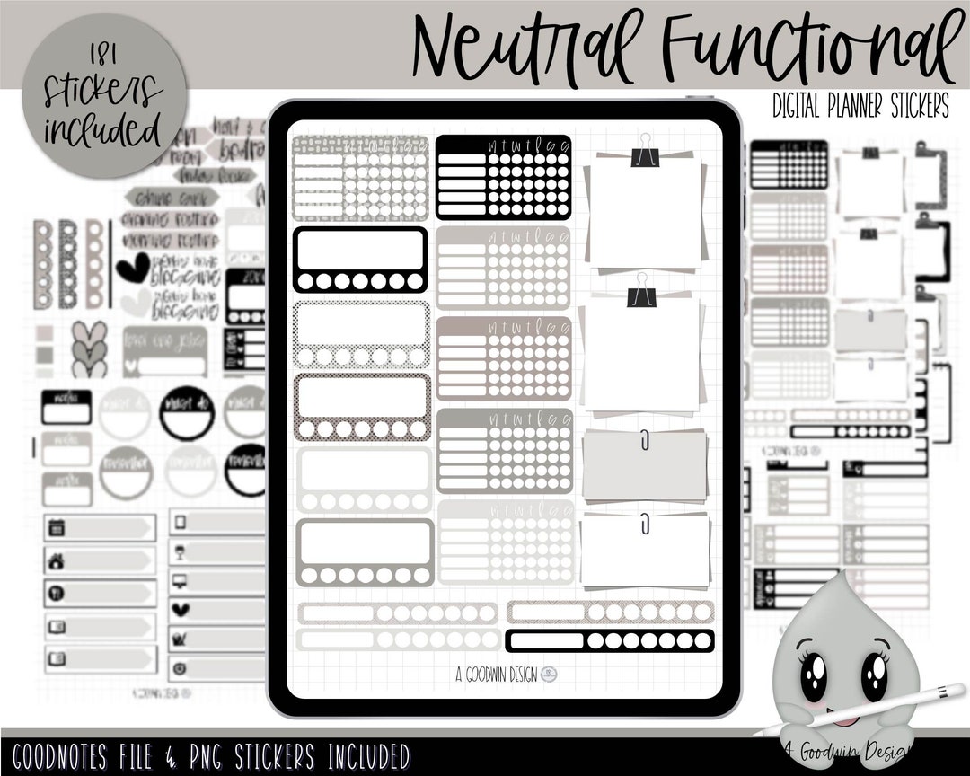 Neutral & Functional Digital Planner Stickers | Goodnotes Planner ...