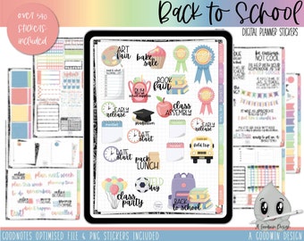 Terug naar schoolbundel digitale planner-stickers | Goodnotes-plannerstickers | iPad-planning | Maandelijkse stickerset | Digitale stickerset