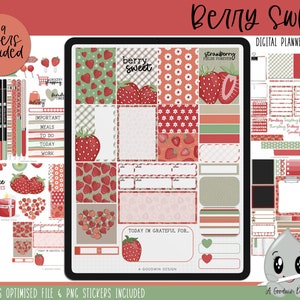 Berry Sweet Digital Planner Stickers | Decorative Sticker Set | Goodnotes Stickers | Digital Planner Stickers | PNG Stickers