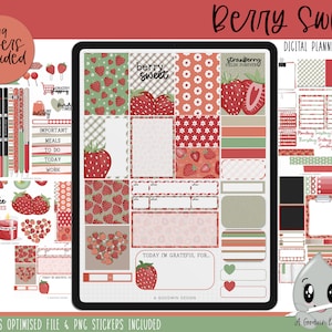 Adesivi per pianificatore digitale Berry Sweet / Set di adesivi decorativi / Adesivi Goodnotes / Adesivi per pianificatore digitale / Adesivi PNG