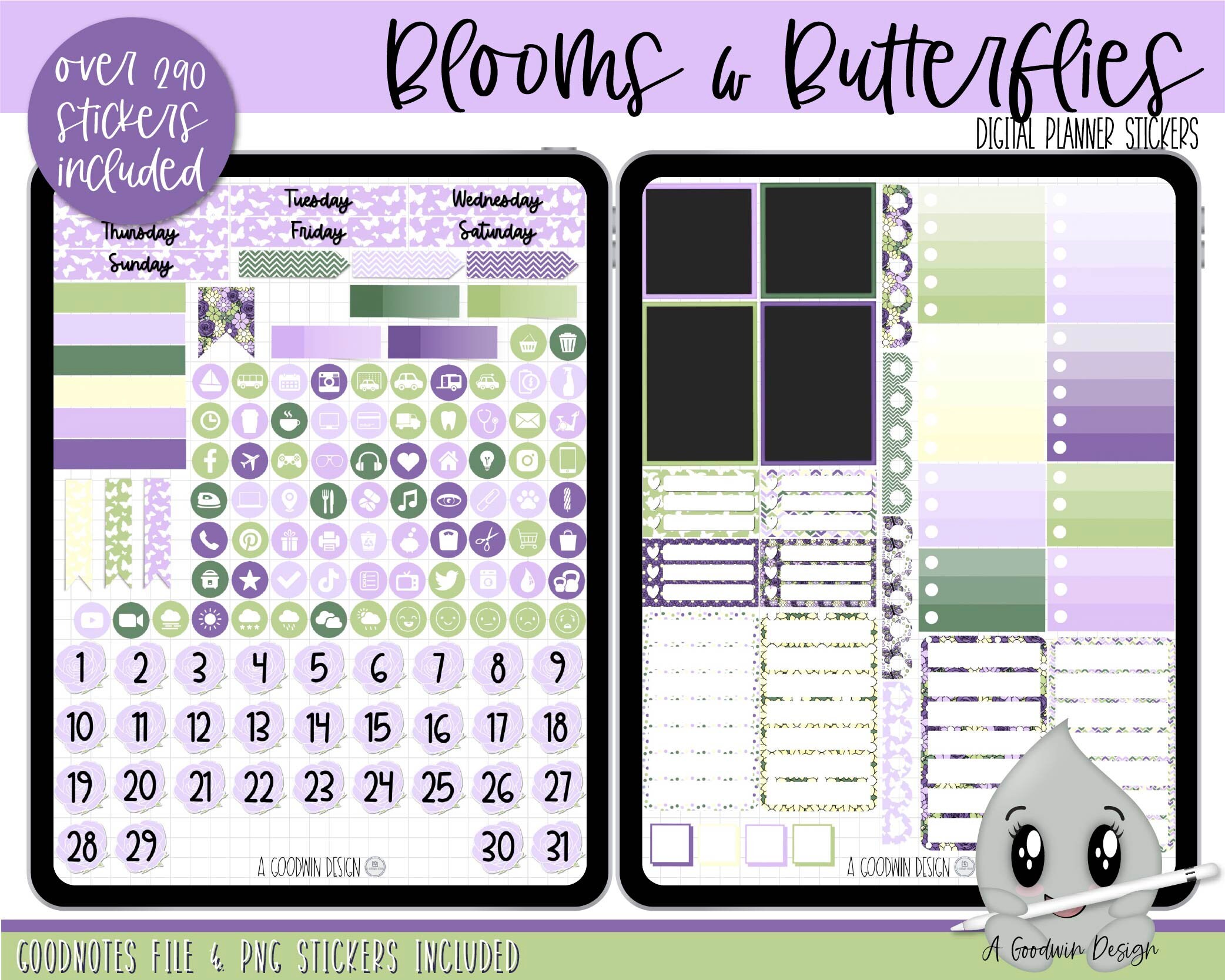 Blooms & Butterflies Digital Planner Stickers Goodnotes | Etsy