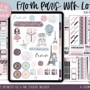 Van Parijs met liefde digitale planner stickers | Goodnotes-plannerstickers | iPad-planning | Wekelijkse stickerset | Digitale stickerset