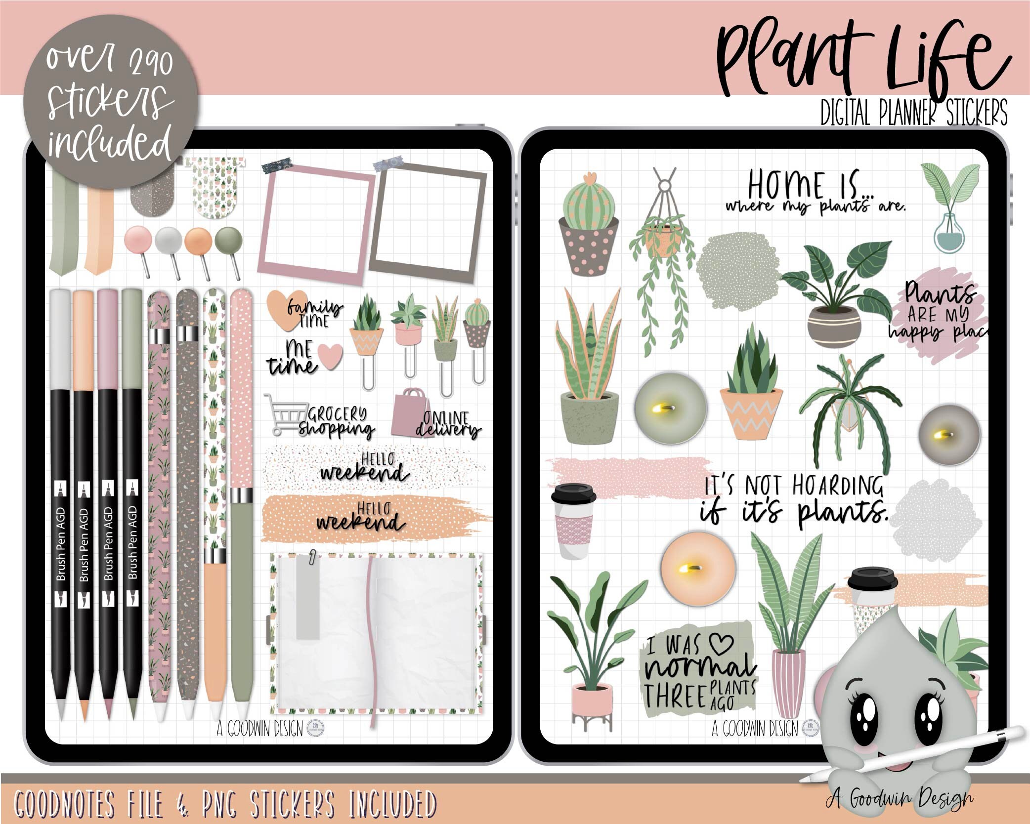 Plant Life Digital Planner Stickers Goodnotes Stickers | Etsy