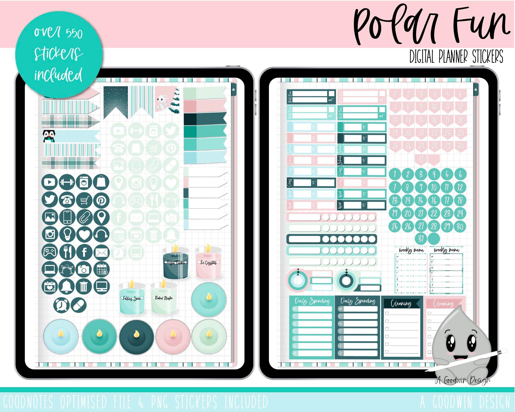 Polar Fun Digital Planner Stickers | Goodnotes Planner Stickers | iPad ...