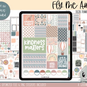 Fly Me Away - Hot Air Balloon Digital Planner Stickers | Goodnotes Planner Stickers | iPad Planning | Digital Sticker Set