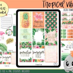 Tropical Vibes Weekly Digital Planner Stickers | Goodnotes Planner Stickers | iPad Planning Stickers | Weekly Sticker Kit