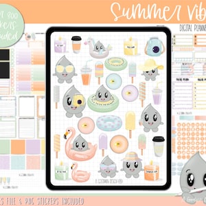 Summer Vibes Digital Planner Stickers | Decorative Sticker Set | Goodnotes Stickers | Digital Planner Stickers | PNG Stickers