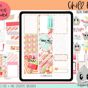 Chill Out Digital Planner Stickers | Decorative Sticker Set | Goodnotes Stickers | Digital Planner Stickers | PNG Stickers