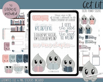 Get Lit - Reading Digital Planner Stickers | Mini Sticker Kit | Goodnotes Stickers | Digital Planner Sticker Kit | PNG Stickers