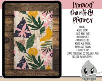 Tropical Monthly Portrait Planner for Goodnotes | IPad Planner | Goodnotes Planner | Portrait Planner | Notebook Planner |