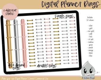 Digital Planner Rings | Metals | Personal and Limited Commercial Use | Transparent PNG Files | Build Your Own Planner