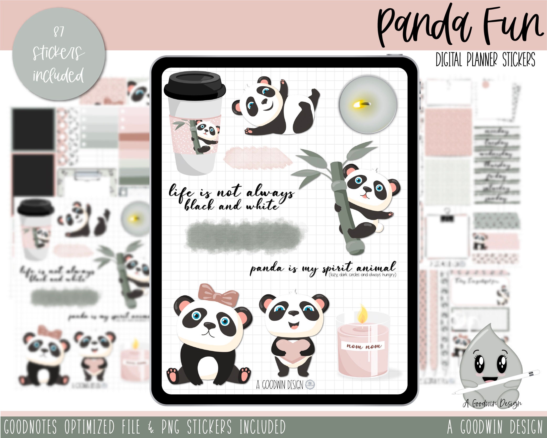 Panda Fun Digital Planner Stickers Decorative Sticker Set | Etsy