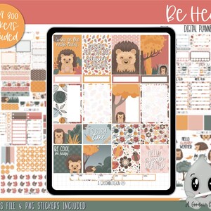 Autumn Hedgehog Digital Planner Stickers | Goodnotes Stickers | Digital Planner Stickers | PNG Stickers | Digital Planning