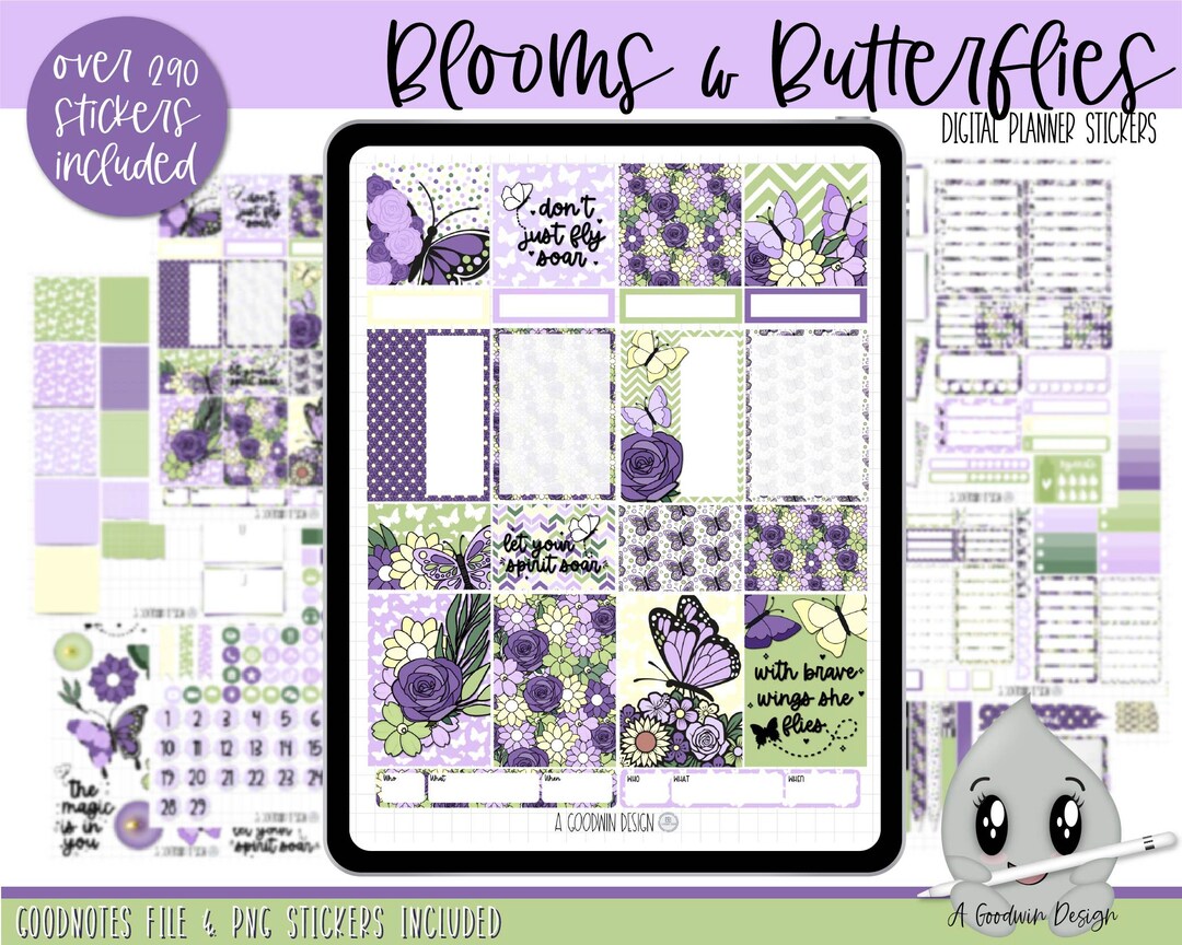 Blooms & Butterflies Digital Planner Stickers | Goodnotes Stickers ...