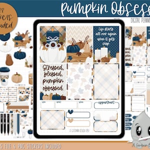 Pumpkin Obsessed Digital Planner Stickers | Decorative Sticker Set | Goodnotes Stickers | Digital Planner Stickers | PNG Stickers| Mini Kit