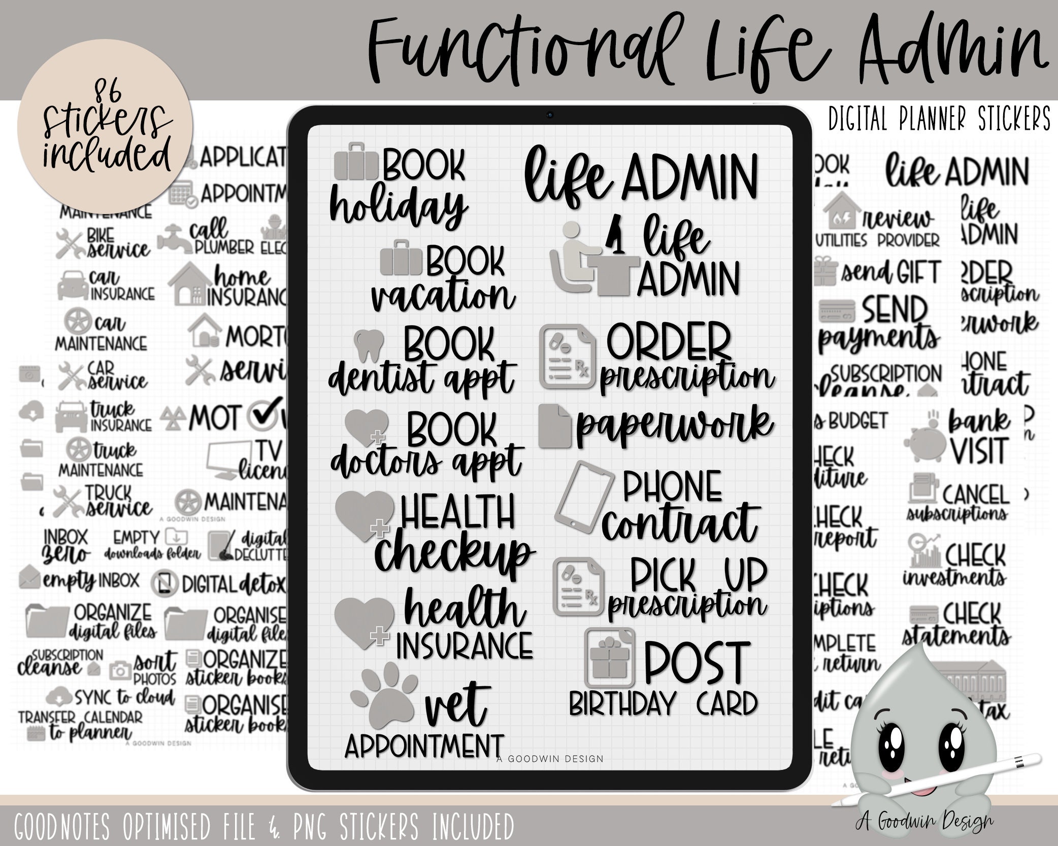 Admin Sticker Life Admin Functional Digital Stickers L Planner Stickers - Etsy