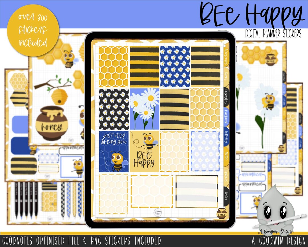 Bee Happy Digital Planner Stickers | Digital Planner Stickers | Digital ...