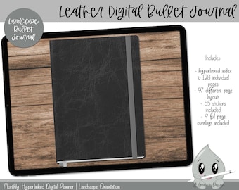 Black Leather Bullet Journal for Goodnotes | Zoomnotes | Xodo | Noteshelf | Digital Planner