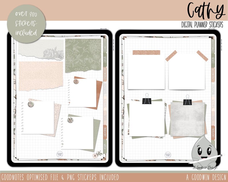 Cathy Vintage Weekly Digital Planner Stickers Goodnotes Planner Stickers iPad Planning Weekly Sticker Set Digital Sticker Set image 9