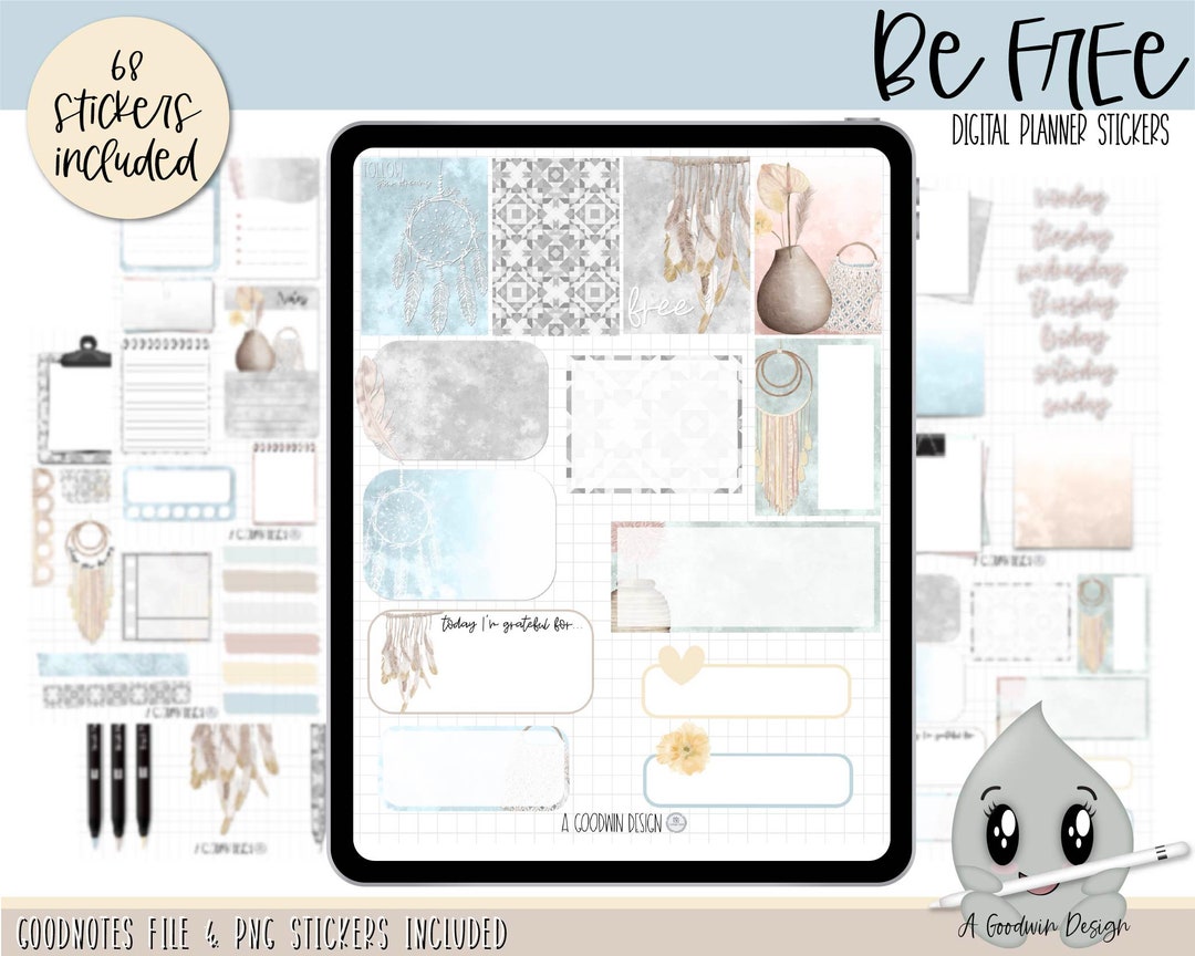 Be Free Digital Planner Stickers Decorative Sticker Set Goodnotes