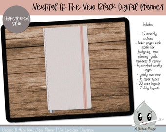 Neutral is the New Black Undated Linked Digital Planner | Hyperlinked Planner | Goodnotes Planner | Xodo Planner | Hobonichi Planner