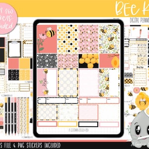 Bee Kind Digital Planner Stickers | Decorative Sticker Set | Goodnotes Stickers | Digital Planner Stickers | PNG Stickers