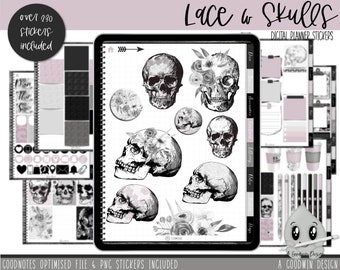 Lace and Skulls Digital Planner Stickers | Digital Planner Stickers | Digital Planning | GoodNotes Stickers | PNG Stickers