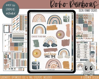 Boho Rainbows Digital Planner Stickers | Goodnotes Planner Stickers | iPad Planning | Digital Sticker Set