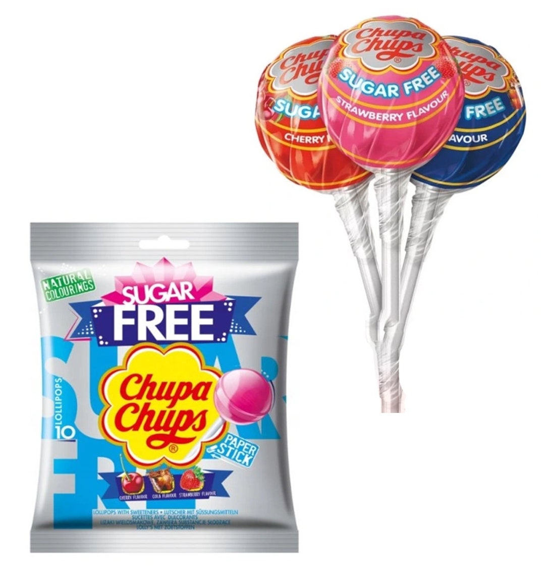 Chupa Chups Sugar Free 10 Lollipops 110g No Sugar Candies