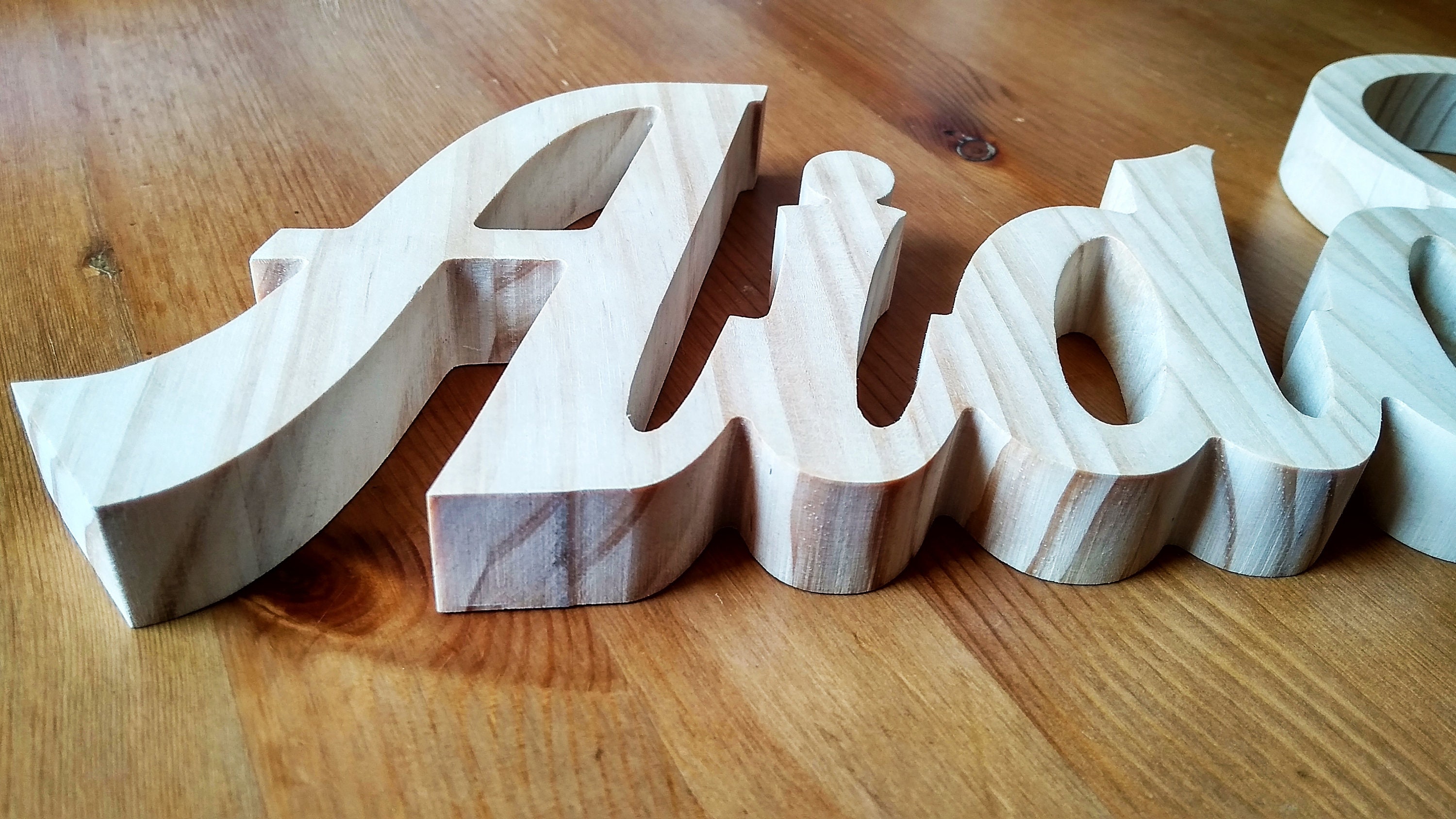 Pine Wood Letters for Decoration, Tabletop, Wall Sticking, Hanging