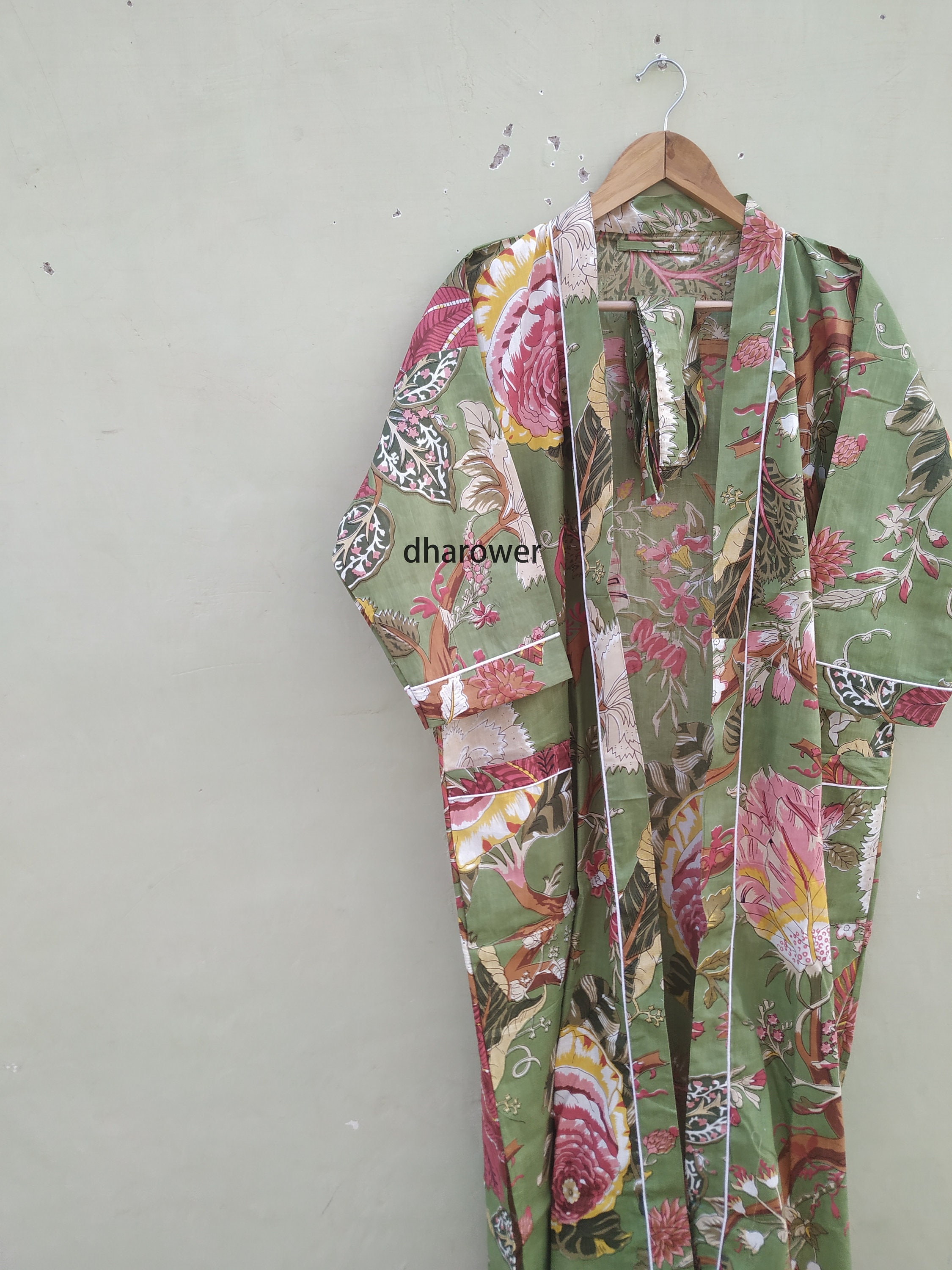 100 Cotton Kimono Indian Kimono Robes Printed Dressing Gown Etsy