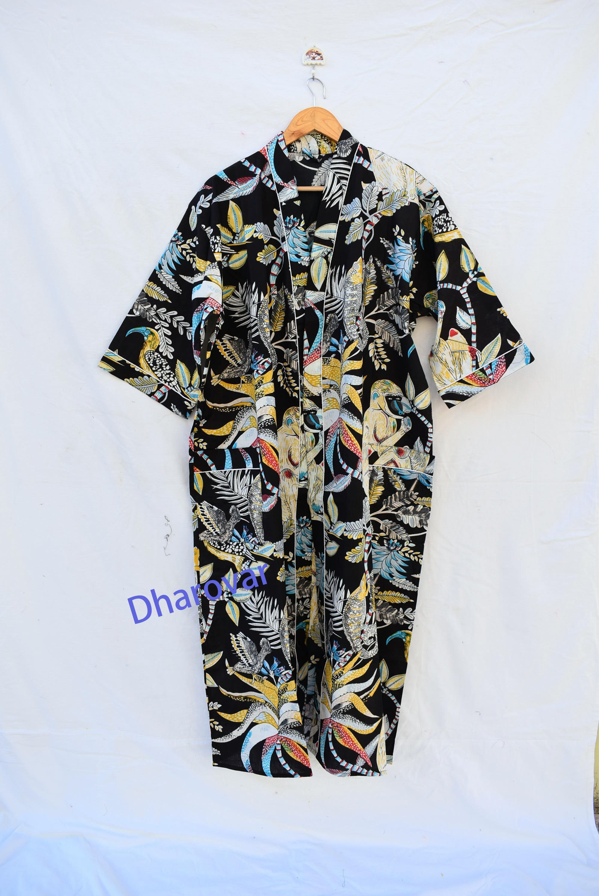 Monkey Print Royal Cotton Sleepwear Robes Nightdress Kimono - Etsy