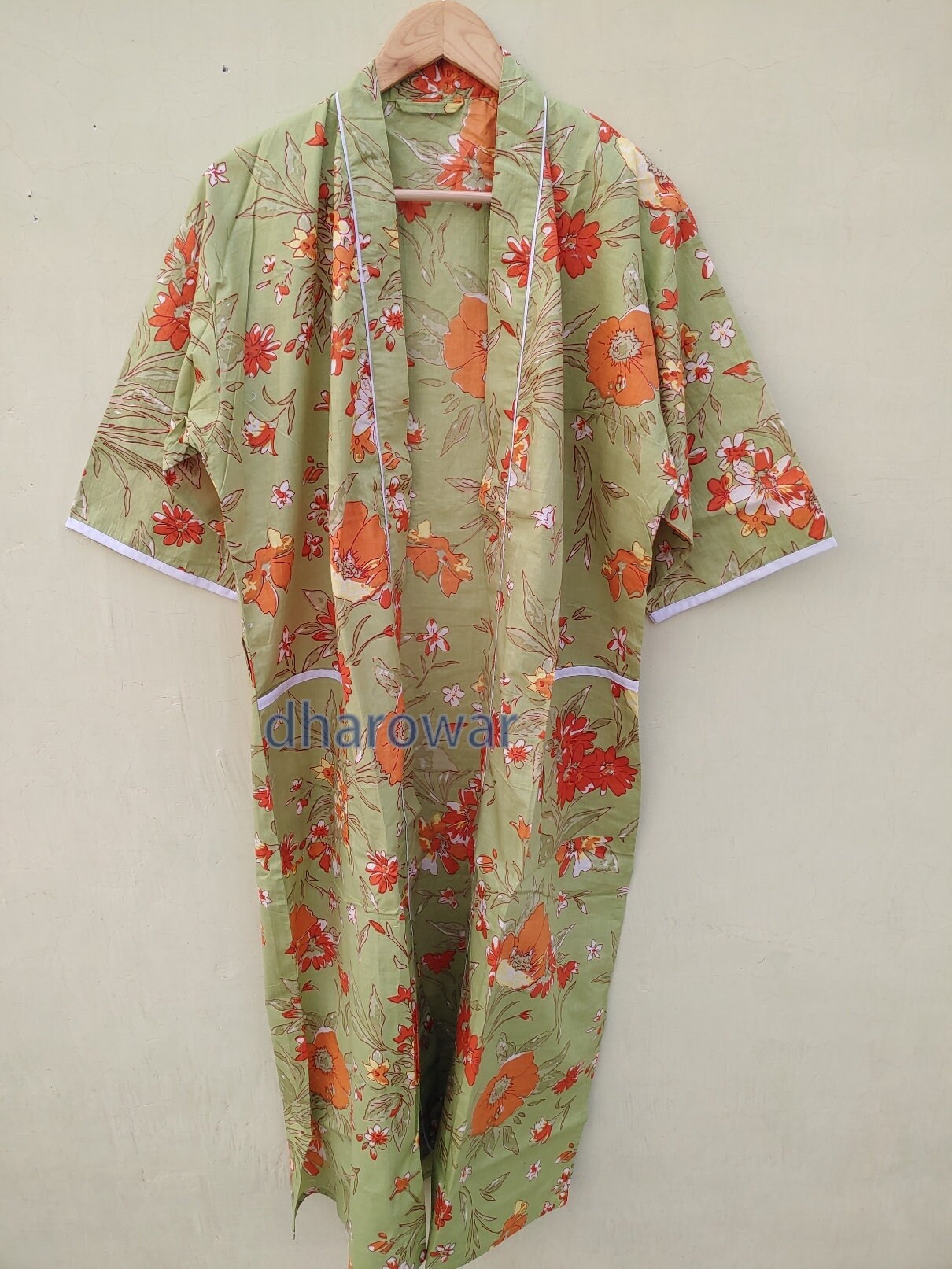 100 Cotton Kimono Indian Kimono Robes Printed Dressing Gown Etsy