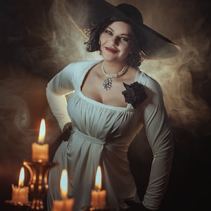 Evil Old Mansion Tall Lady Cosplay Dress Kostüm, Handmade Cosplay, Videospiel Cosplay, Vampir Cosplay, weißes Kleid, Klassisches Kleid