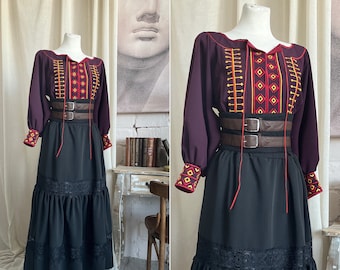 DnD Warlock Cosplay Costume, Handmade Cosplay, Custom Sized Cosplay, Fantasy Cosplay, Tabletop Games Cosplay, Folk Costume, Black Dress