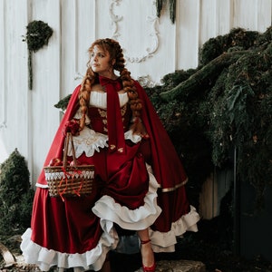 Red Riding Hood, Fantasy Costume, Renfaire Costume, Fantasy Dress, Corset Dress Cosplay Costume by Sunset Dragon - Custom Made