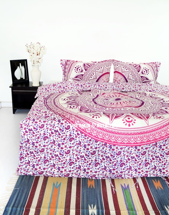 Pink Mandala Ombre Duvet Cover Beautiful Mandala Doona Cover Etsy