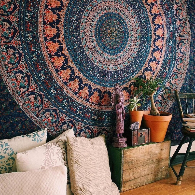 Plum Bow Bohemian Mandala Wall Hanging Tapestry Hippie Etsy
