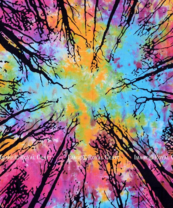 Twin Multi Color Tie Dye Wall Tapestry Locust Tree Wall Art Etsy