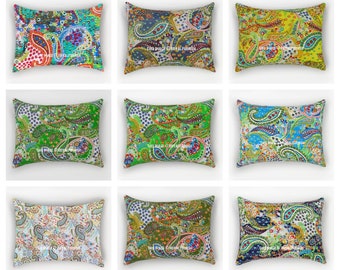 100% Cotton Standard Size Handmade Kantha Pillow Cover Paisley Printed Boho Bed Pillow Sham Set of 2