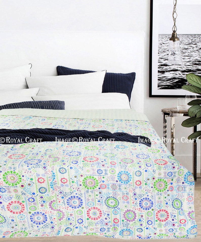 Suzani Red Kantha Indian Kantha Bed Cover,Bedspread Kantha Quilt King Size