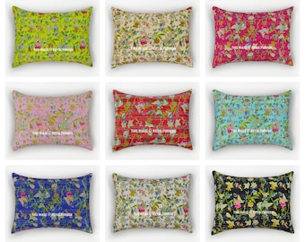 Boho Handmade Kantha Cotton Fabric Bed Pillow Cover Standard Size Pillow Sham Lot de 2