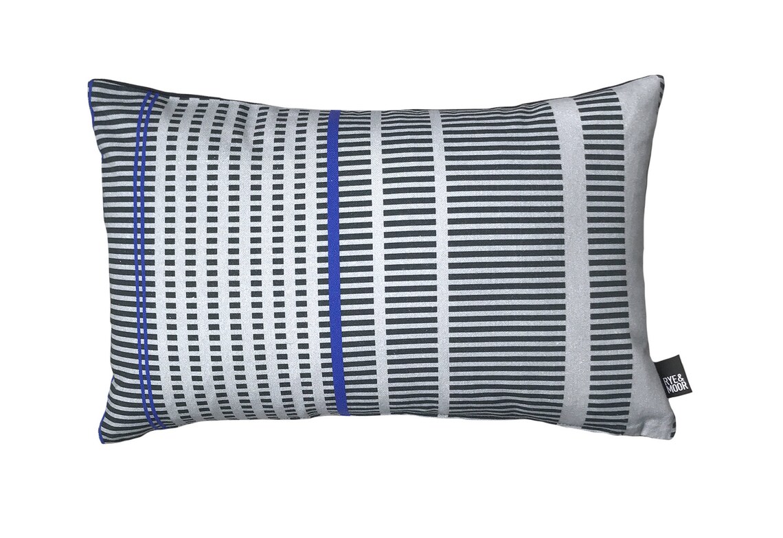 Stripe Grey Blue Rectangular Cotton Cushion Cover Abstract Etsy