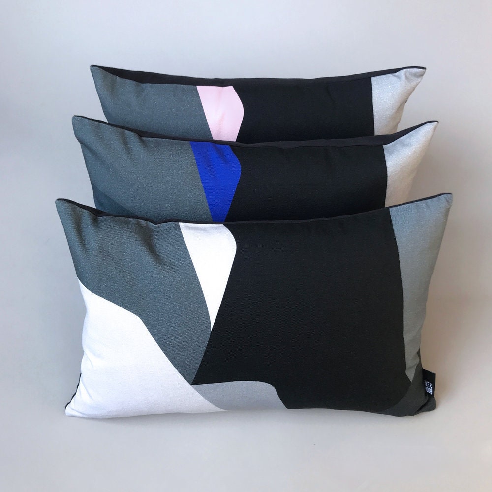 Grey Monochrome Modern Rectangular Cushion Cover Etsy