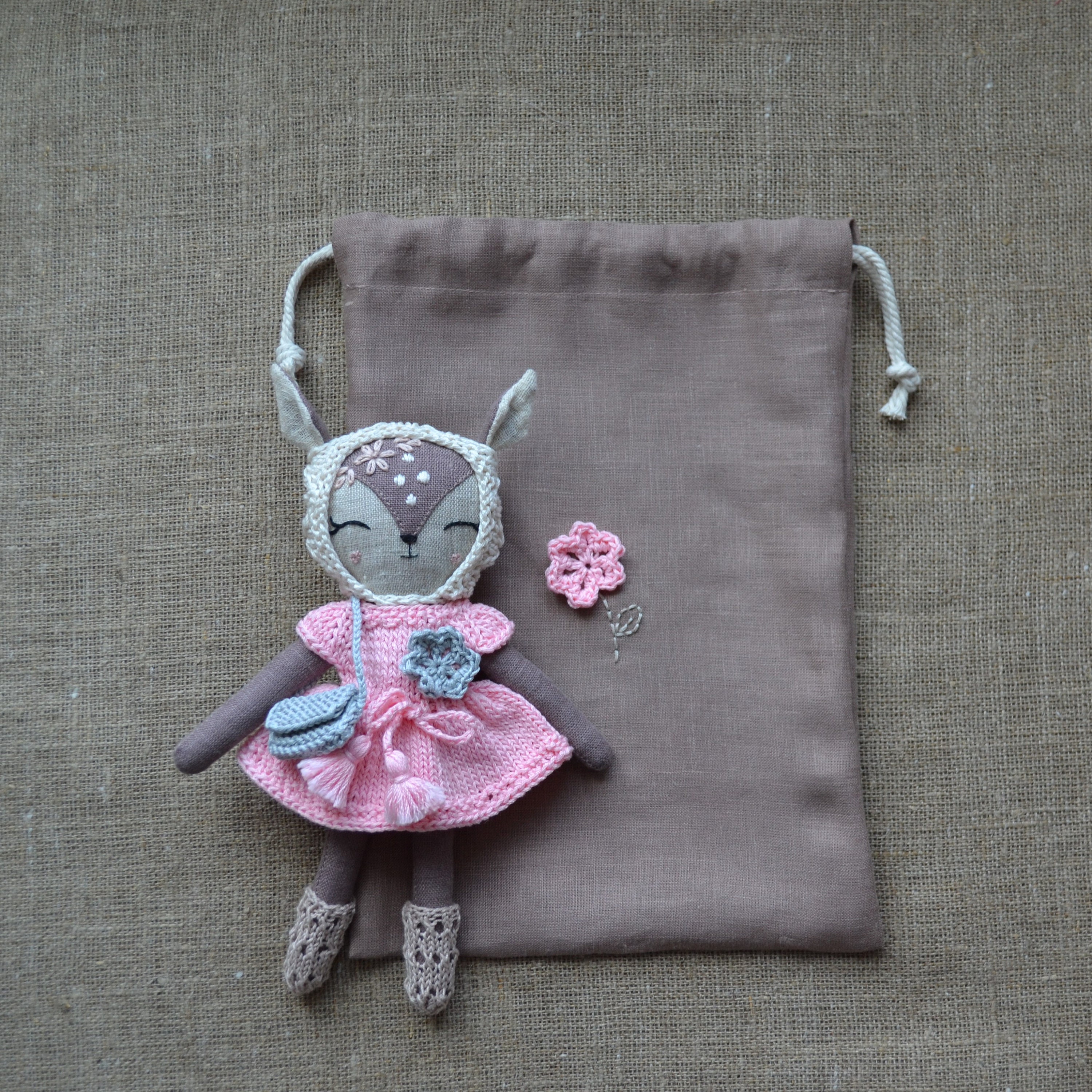 Handmade Small Textile Animal Doll Personalized Deer Doll Etsy